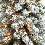 5.5’ Flocked Pencil Artificial Christmas Tree with 200 Clear Lights and 318 Bendable Branches in Decorative Urn-Christmas Tree-Parc Decor