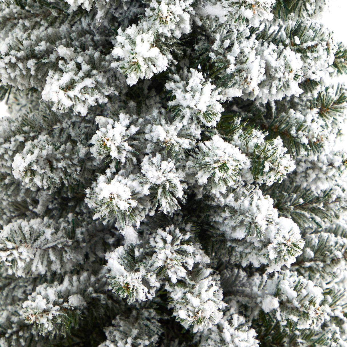 5.5’ Flocked Pencil Artificial Christmas Tree with 200 Clear Lights and 318 Bendable Branches in Decorative Urn-Christmas Tree-Parc Decor