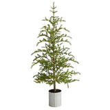 5.5’ Pre-Lit Pine Artificial Christmas Tree in Decorative Planter with 150 Lights-Christmas Tree-Parc Decor