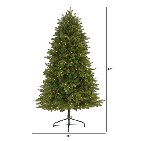 5.5’ Washington Fir Artificial Christmas Tree with 300 Clear Lights and 672 Bendable Branches-Christmas Tree-Parc Decor