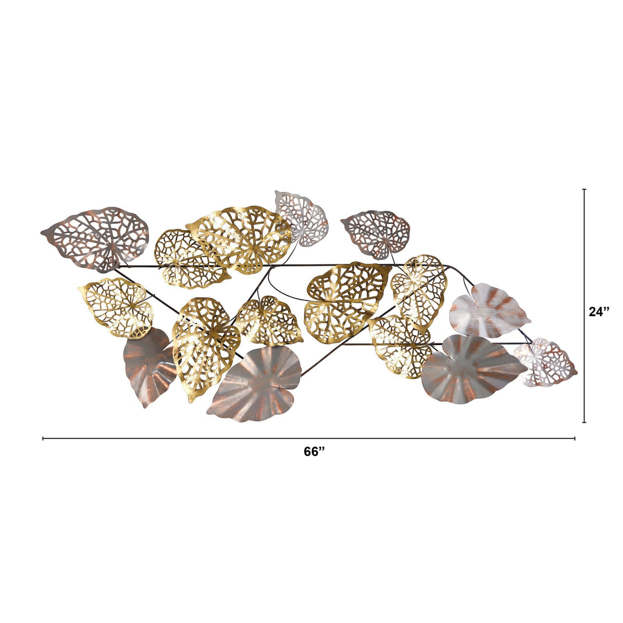 5.5’ x 2’ Scattered Metal Leaves Wall Art Decor-Parc Decor