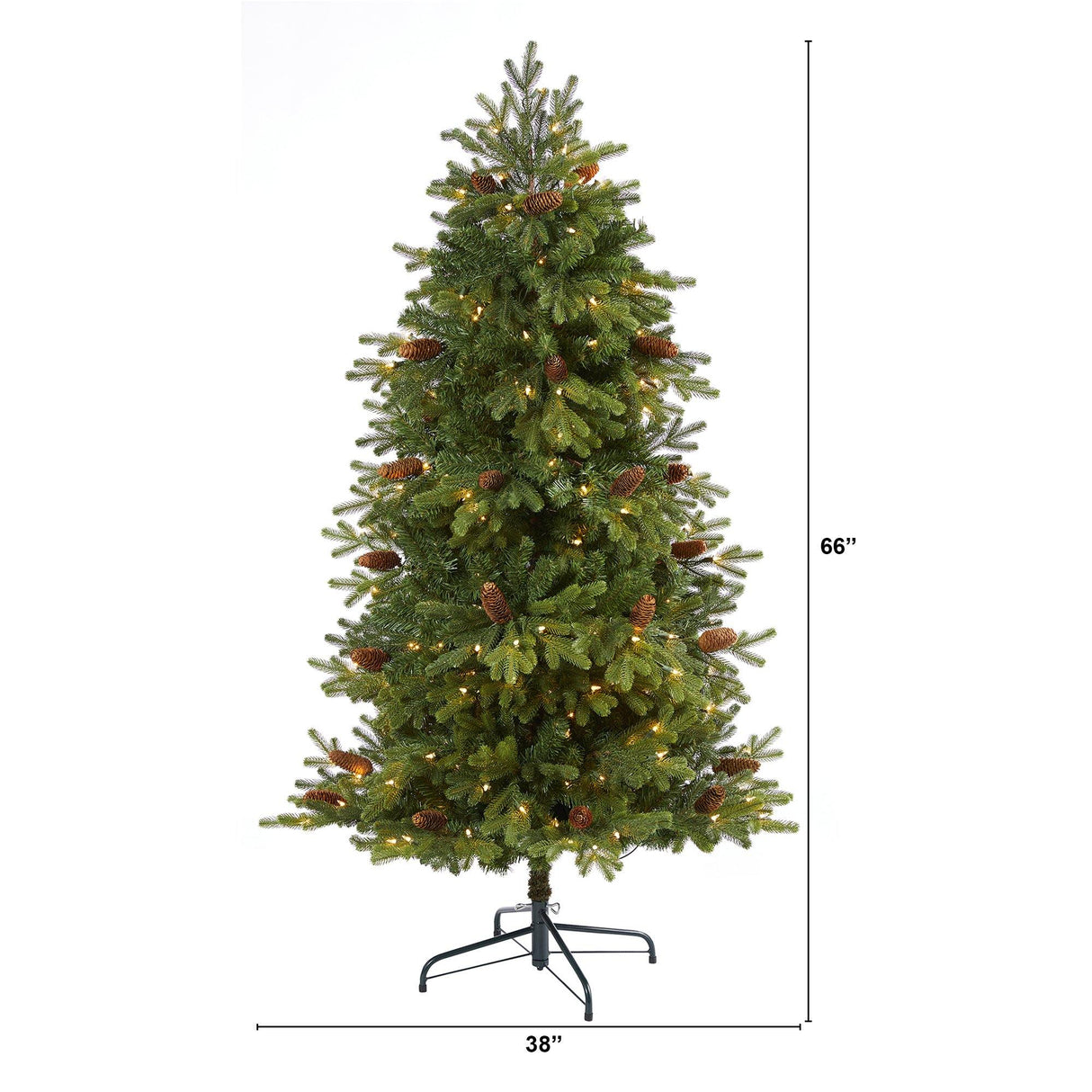 5.5’ Yukon Mountain Fir Artificial Christmas Tree with 250 Clear Lights, Pine Cones and 800 Bendable Branches-Christmas Tree-Parc Decor