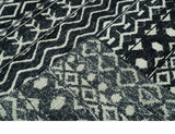 5.6x8.6 Black and Ivory Hand Knotted Southwestern Tribal Trellis wool Area Rug