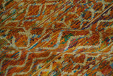 5.6x8.6 Hand Knotted Rust and Beige Modern Contemporary Southwestern Tribal Trellis Recycled wool Area Rug
