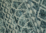 5.6x8.6 Teal Green and Beige Hand Knotted Southwestern Tribal Trellis wool Area Rug