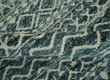 5.6x8.6 Teal Green and Beige Hand Knotted Southwestern Tribal Trellis wool Area Rug