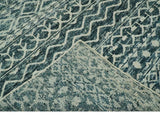 5.6x8.6 Teal Green and Beige Hand Knotted Southwestern Tribal Trellis wool Area Rug