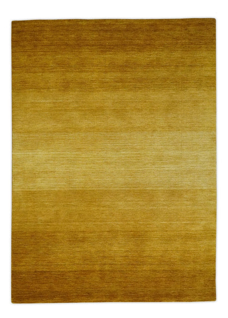 5.7x7.7 Ombre Brown and Gold Woollen Hand Woven Southwestern Gabbeh Rug