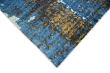 5.8x7.11 Modern Abstract Blue and Brown Rug made with Art Silk-Area Rug-Parc Decor