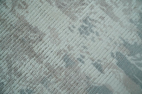 5.8x7.9 Modern Abstract Blue and Brown Hand Loom Wool Rug