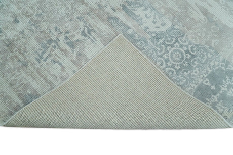 5.8x7.9 Modern Abstract Blue and Brown Hand Loom Wool Rug