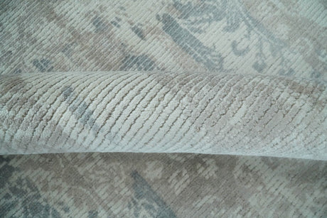 5.8x7.9 Modern Abstract Blue and Brown Hand Loom Wool Rug