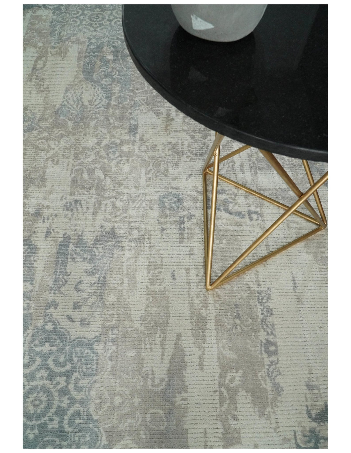 5.8x7.9 Modern Abstract Blue and Brown Hand Loom Wool Rug