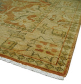 5.8x8.4 Hand Knotted Rust and Beige Traditional Oushak Wool Area Rug