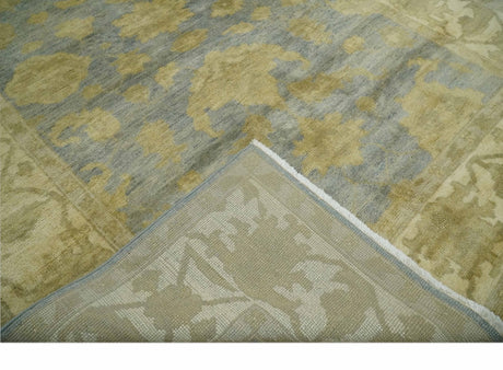 5.9x8.4 Hand Knotted Gray and Beige Traditional Oushak Wool Area Rug