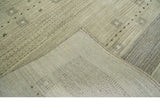 5x7 Beige and Gray Wool Hand Knotted Southwestern Gabbeh Rug