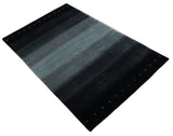 5x7 Black, Charcoal and Gray Striped Wool Hand Woven Southwestern Lori Rug