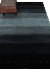 5x7 Black, Charcoal and Gray Striped Wool Hand Woven Southwestern Lori Rug