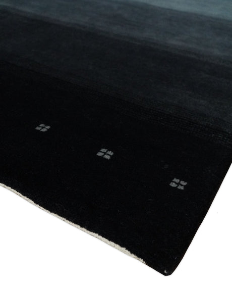 5x7 Black, Charcoal and Gray Striped Wool Hand Woven Southwestern Lori Rug