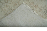 5x7 Fine Hand Knotted Beige and Brown Traditional Style Antique Wool and Silk Rug
