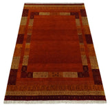 5x7 Gold and Rust Hand Woven Southwestern Lori Gabbeh Wool Rug