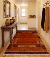 5x7 Gold and Rust Hand Woven Southwestern Lori Gabbeh Wool Rug