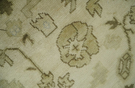 5x7 Hand Knotted Beige, Silver and Brown Traditional oushak Wool Area Rug | N34157