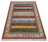 5x7 Multicolor Animal Brid Wool Hand Made Southwestern Lori Rug