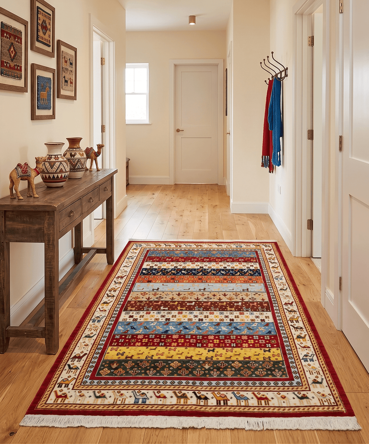 5x7 Multicolor Animal Brid Wool Hand Made Southwestern Lori Rug