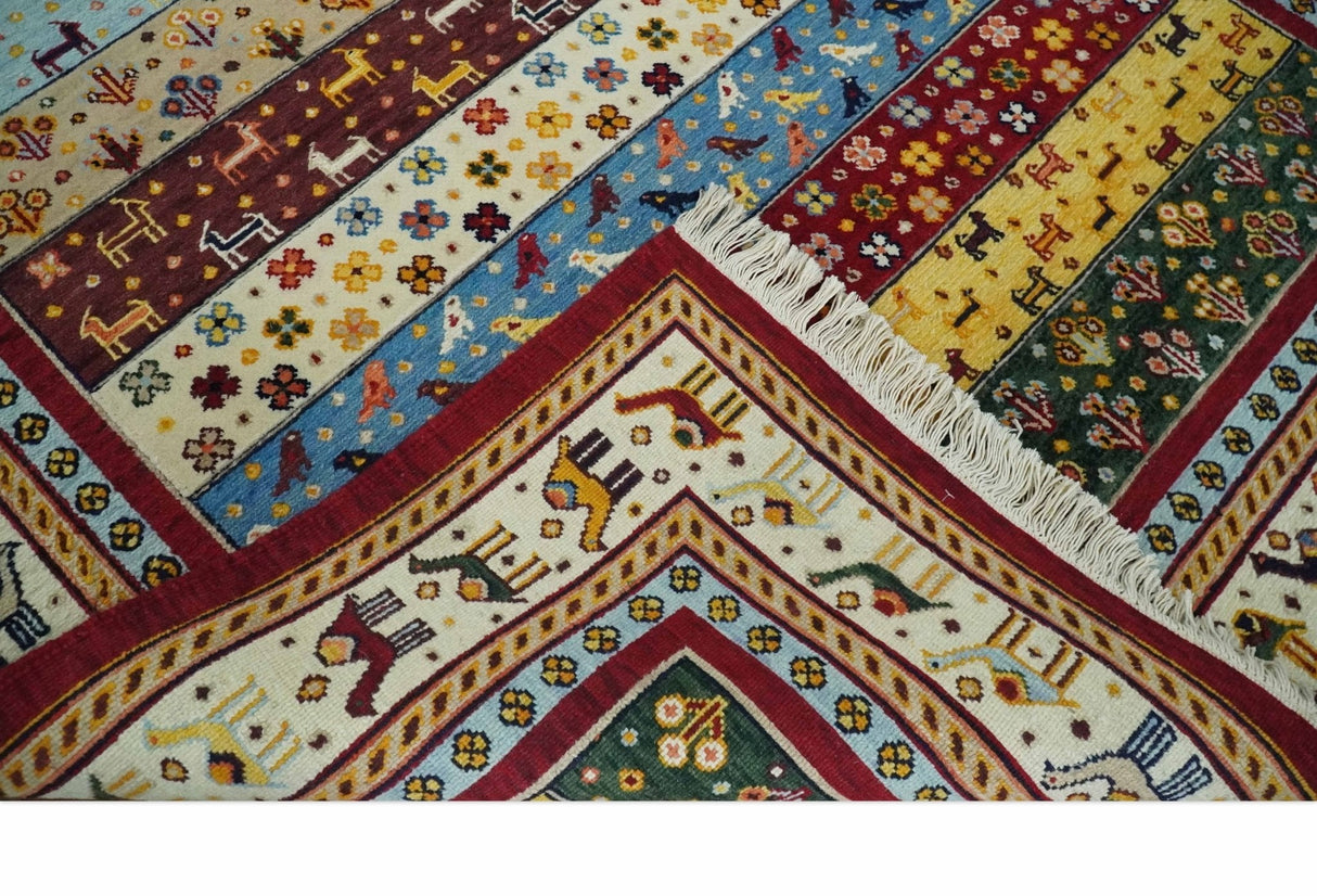 5x7 Multicolor Animal Brid Wool Hand Made Southwestern Lori Rug