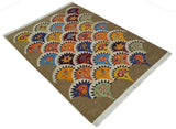 5x7 multicolor Hand Woven Modern Floral Design Wool Rug