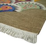 5x7 multicolor Hand Woven Modern Floral Design Wool Rug