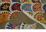 5x7 multicolor Hand Woven Modern Floral Design Wool Rug
