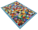 5x7 Multicolor Modern Abstract Wool Hand Woven Southwestern Rug