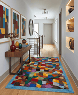 5x7 Multicolor Modern Abstract Wool Hand Woven Southwestern Rug