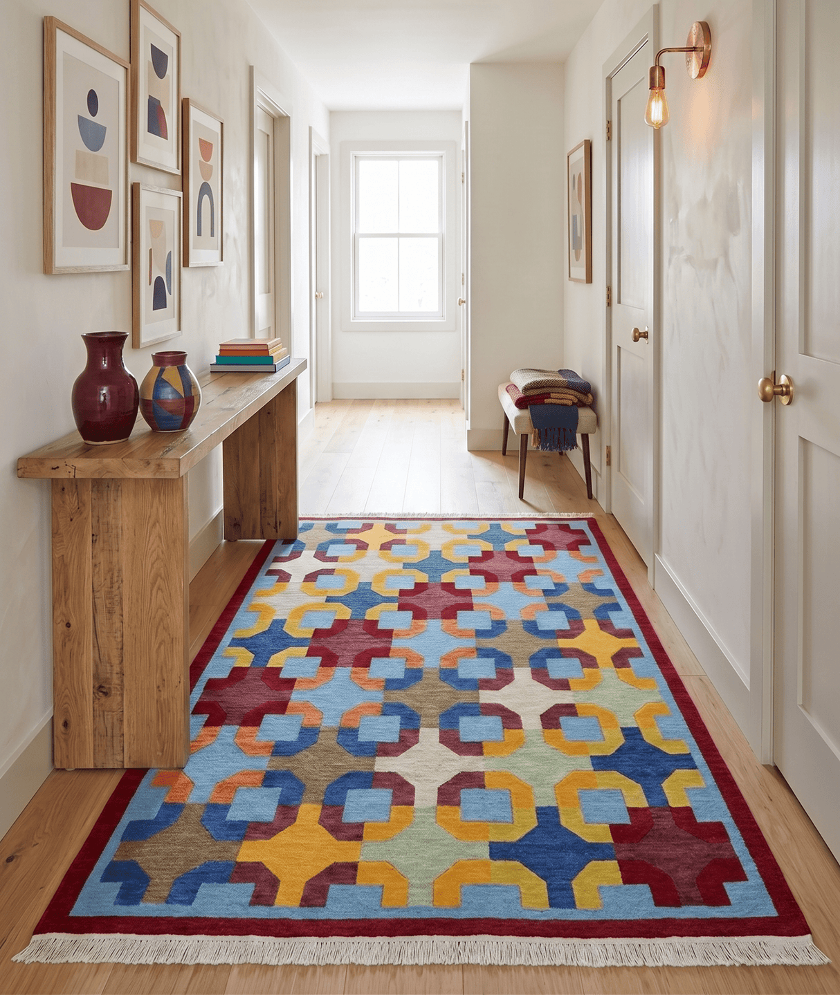 5x7 Multicolor Modern Abstract Wool Hand Woven Southwestern Rug