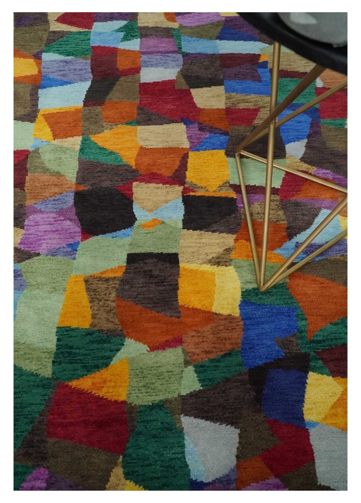 5x7 Multicolor Modern Abstract Wool Hand Woven Southwestern Rug