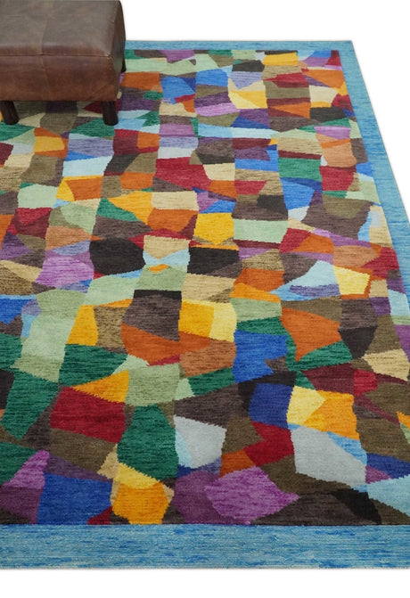 5x7 Multicolor Modern Abstract Wool Hand Woven Southwestern Rug