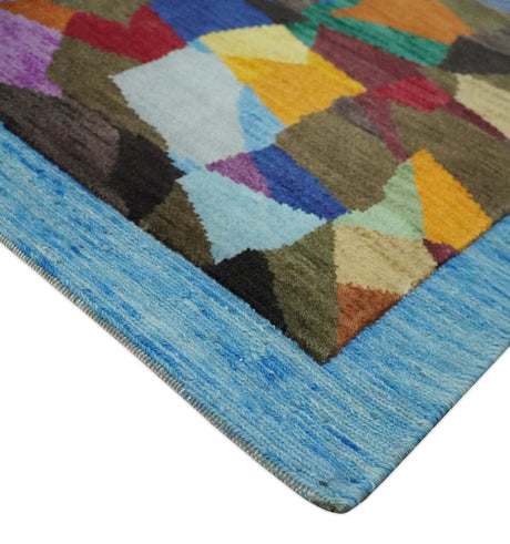 5x7 Multicolor Modern Abstract Wool Hand Woven Southwestern Rug