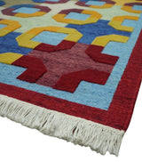 5x7 Multicolor Modern Abstract Wool Hand Woven Southwestern Rug