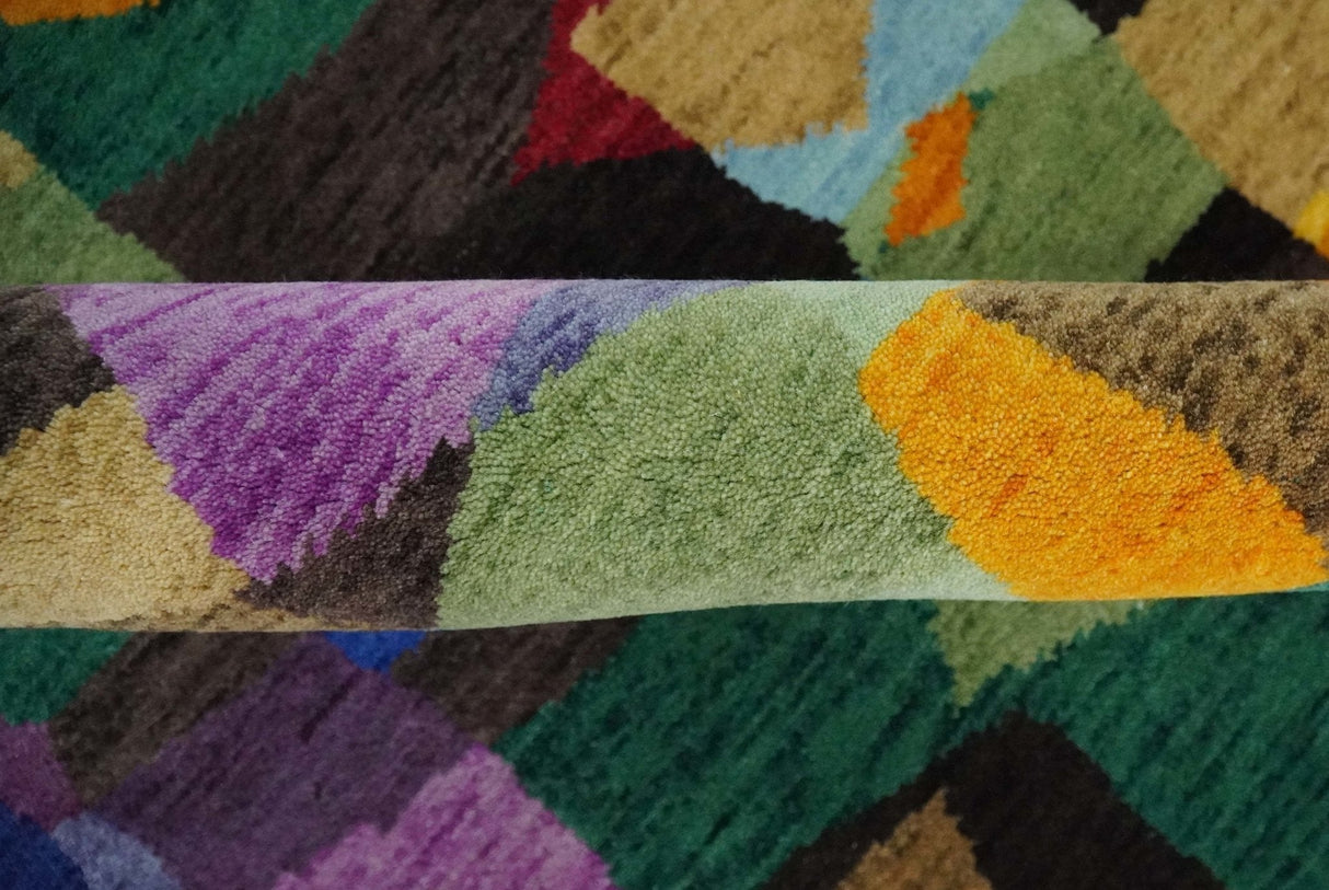 5x7 Multicolor Modern Abstract Wool Hand Woven Southwestern Rug
