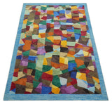 5x7 Multicolor Modern Abstract Wool Hand Woven Southwestern Rug