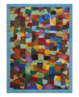 5x7 Multicolor Modern Abstract Wool Hand Woven Southwestern Rug