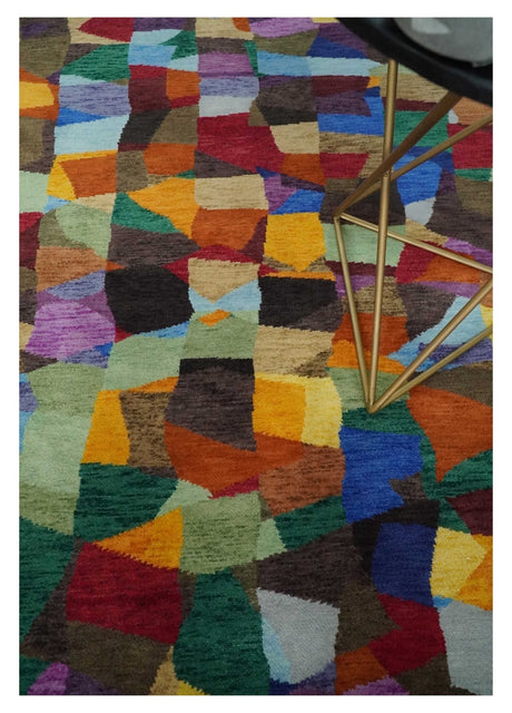 5x7 Multicolor Shapes Modern Artistic Wool Hand Woven Southwestern Rug | KNT35-Area Rug-Parc Decor