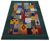 5x7 Multicolor Shapes Modern loop and cut Wool Hand Woven Rug