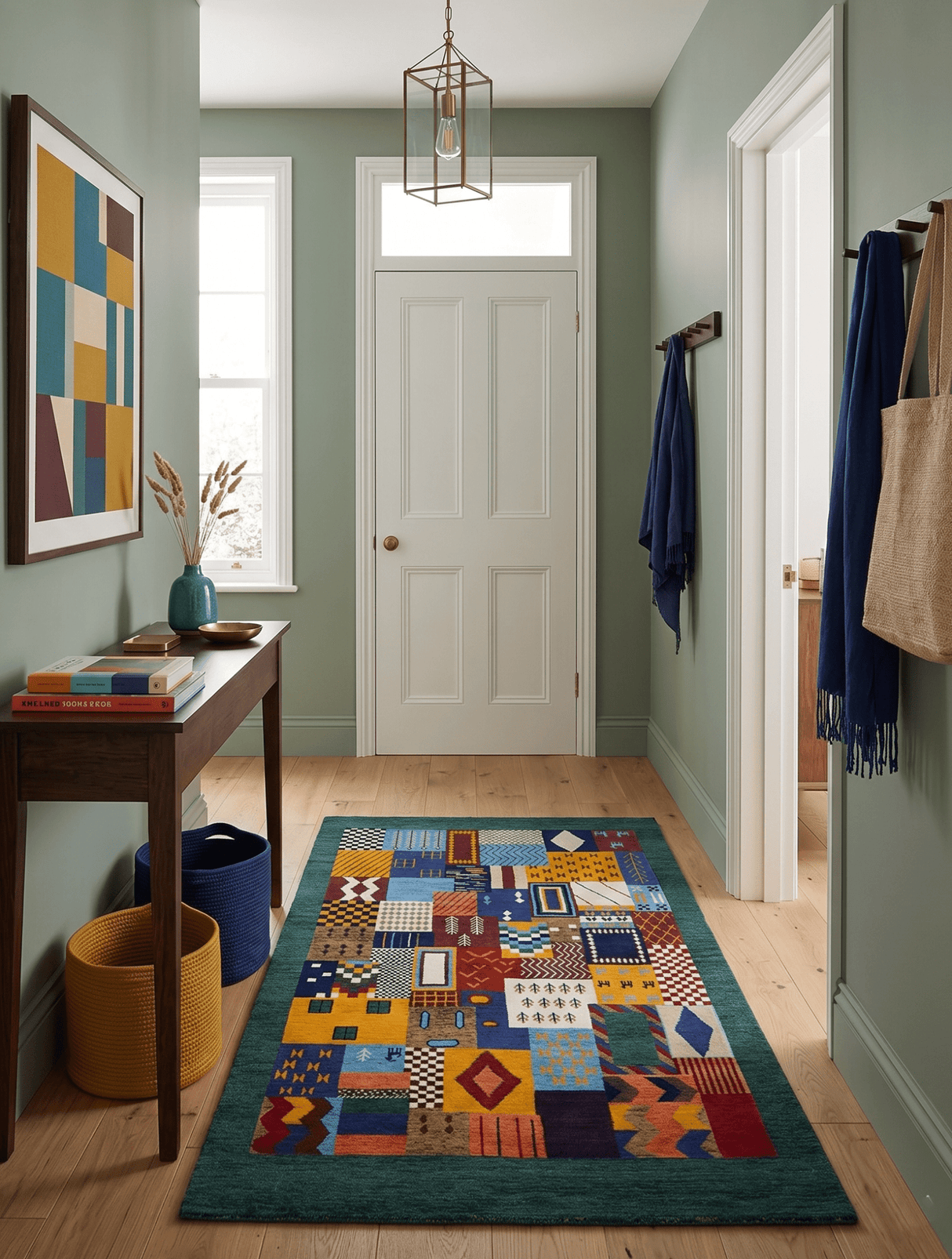 5x7 Multicolor Shapes Modern loop and cut Wool Hand Woven Rug