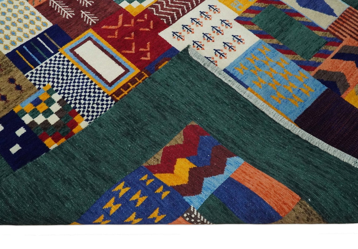 5x7 Multicolor Shapes Modern loop and cut Wool Hand Woven Rug