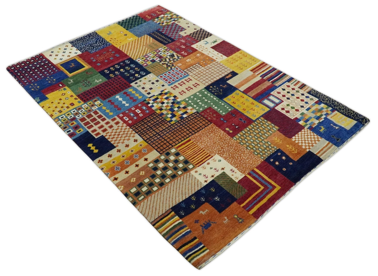 5x7 Multicolor Shapes Modern Wool Hand Woven Southwestern Lori Gabbeh Rug