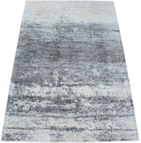 5x7.6 Rug, Abstract Ivory and Gray Rug made with Viscose Art Silk-Area Rug-Parc Decor