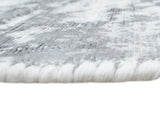 5x7.6 Rug, Abstract Ivory and Gray Rug made with Viscose Art Silk-Area Rug-Parc Decor